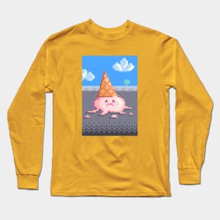 Sad Icecream Pixel Art Long Sleeve T-Shirt